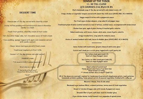 tudor ayr menu